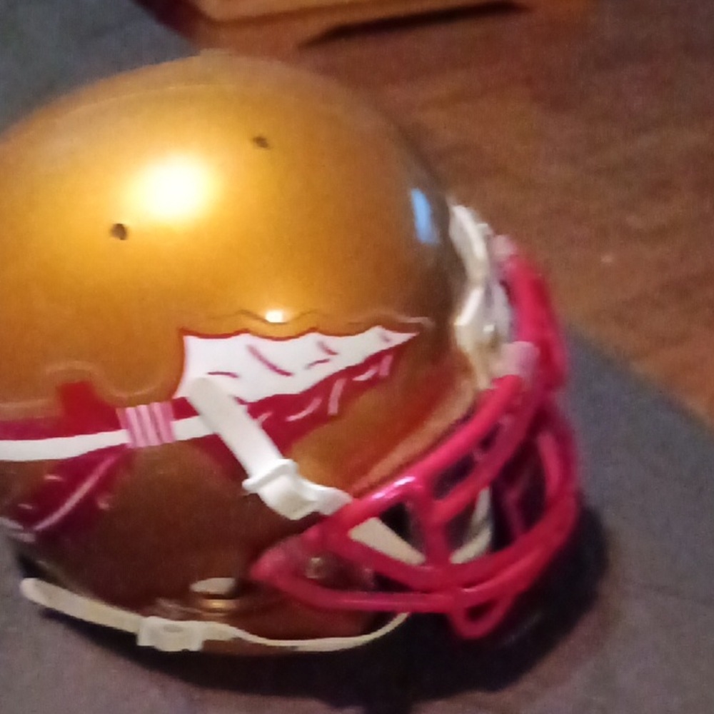 Golden and Red Football Helmet